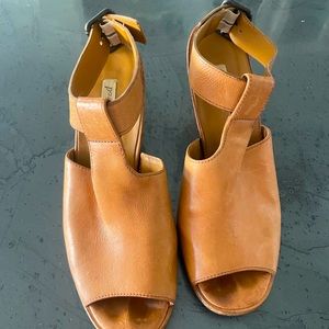 Paul Green Madonna Ankle Strap Sandal  Bootie Leather Peep Toe 3" Chunky Heels